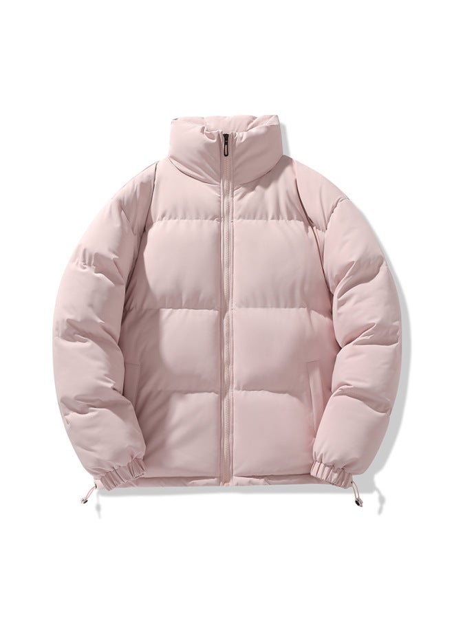 New Thickened Bread Jacket Couple Style Solid Color Cotton Jacket Versatile Casual Loose Cotton Coat With Logo Print
