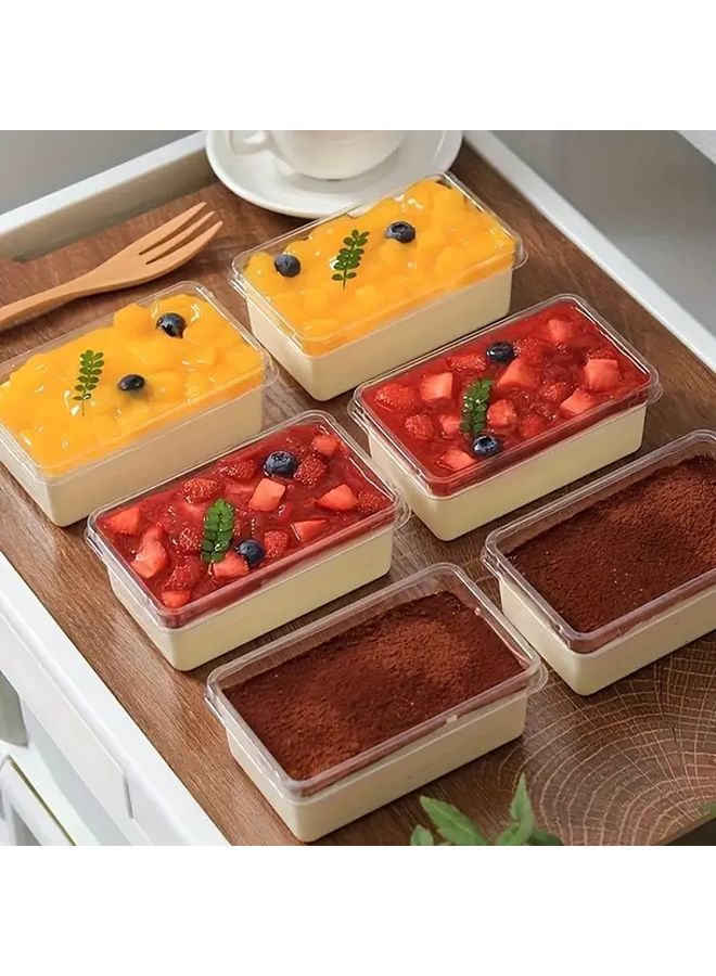 25 Pcs Transparent Layered Soy Milk Boxes Durable PET Disposable Baking Dessert Containers With Flip Top Lids Perfect For Tiramisu And Mousse Cake Takeout Dessert Display - Image 1