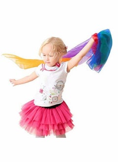 KASTWAVE Gradient Color Square Scarves Juggling Scarves Silk Dance Scarves Performance Props Dancing Scarves for Music and Movement, Fun Juggling Scarves for Kids, Toddlers Scarves Dance Props, 12PCS  - Image 2