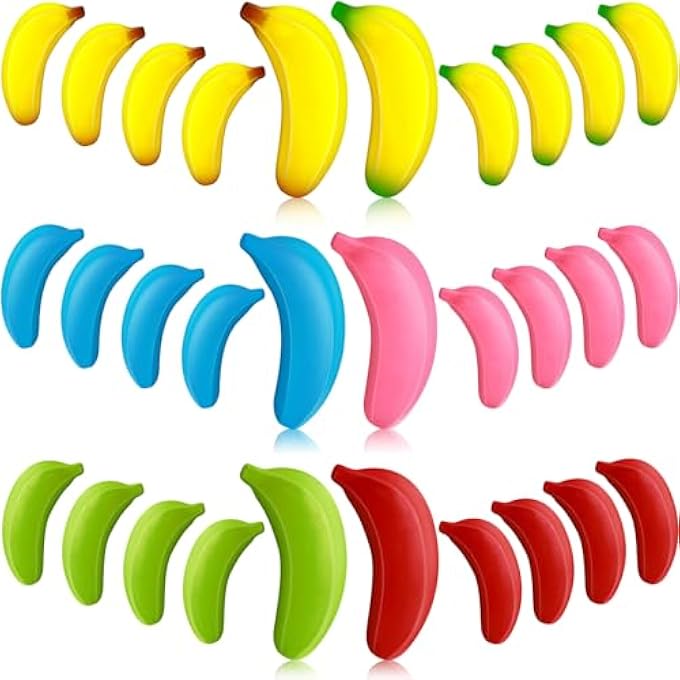 Civaner 30 Pcs Banana Stress Toys Stretchy Banana Relief Toys Fidget Anxiety Toys Banana Stress Balls Bulk Mini PU Banana Party Favors Tiny Party Supplies for Stress Relief(Multicolor) - Image 1