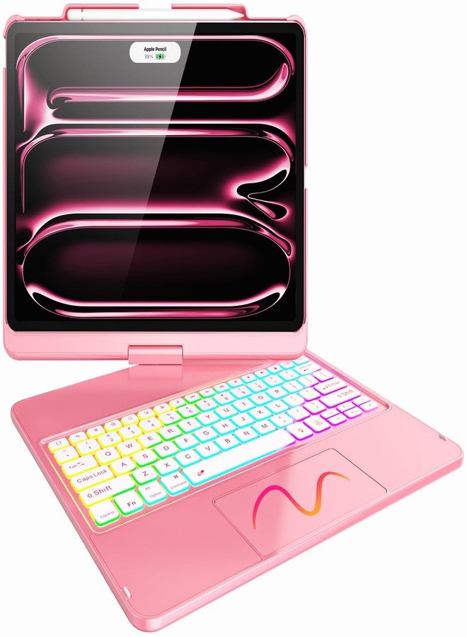 FUWANG Touch Keyboard Case for iPad Pro 13 inch (M4, 2024), 360° Rotate for iPad Pro 13 inch Case with Keyboard, 7 Colors Backlit with Multi-Touch Trackpad Keyboard Case for ipad pro 13 (Rose Gold) - Image 1