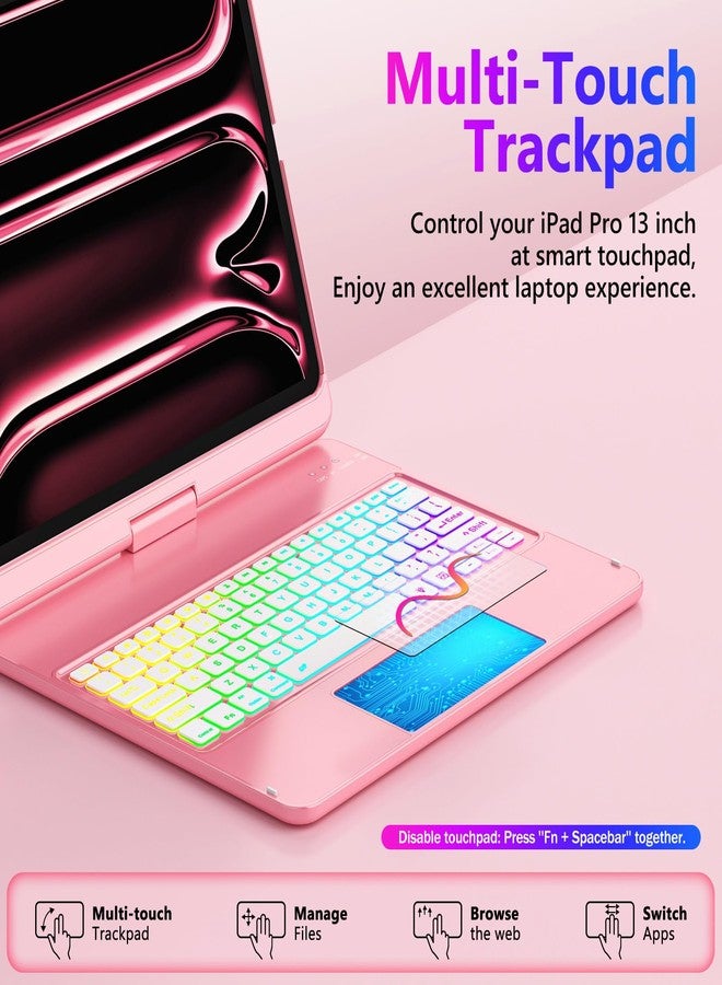 FUWANG Touch Keyboard Case for iPad Pro 13 inch (M4, 2024), 360° Rotate for iPad Pro 13 inch Case with Keyboard, 7 Colors Backlit with Multi-Touch Trackpad Keyboard Case for ipad pro 13 (Rose Gold) - Image 4