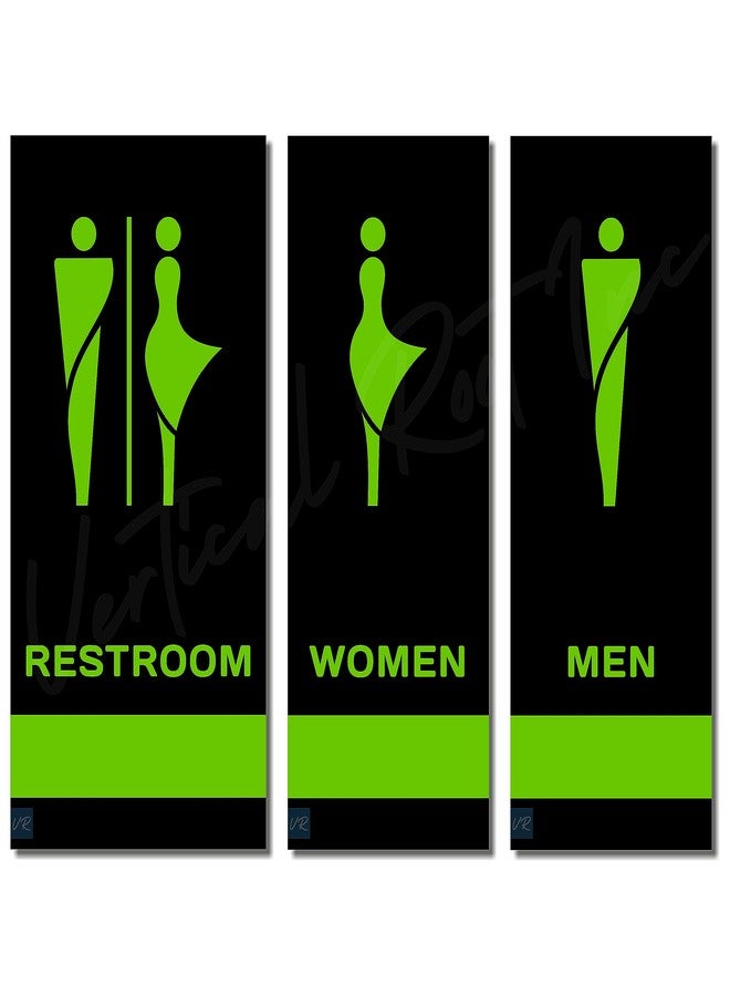 Vertical Root Inc RESTROOM Unisex(Toilet) MEN WOMEN Sign/Sticker-Premium Black Green Acrylic Signage. Durable & modern design.Self-Adhesive Tape(3M).Ideal for Office,Stores,Cafes,& Commercial space - Image 1