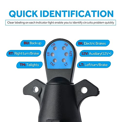 MICTUNING جهاز اختبار موصل المقطورة 7 طرق مع مصابيح LED حمراء - Image 3