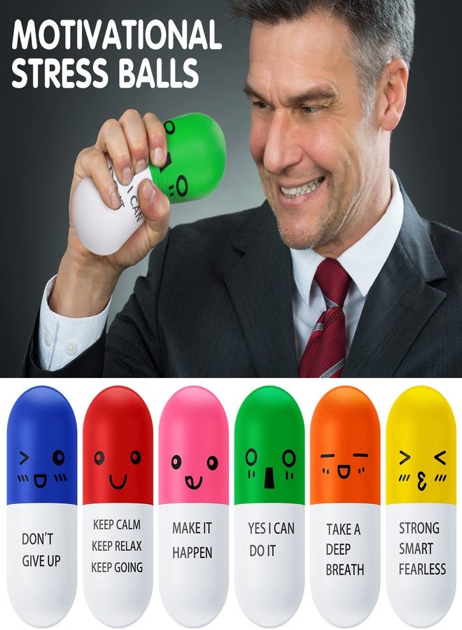 Woanger كرة ضغط على شكل حبة فيتامين ووانجر - كرة ضغط فوم تحفيزية للبالغين بوجه مبتسم - إمدادات حفلات كرتونية لطيفة لمستلزمات طبية وهدايا العودة إلى المدرسة (24 قطعة) - Image 5