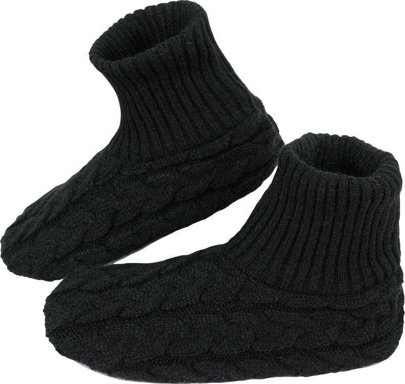 BenSorts Slipper Socks for Women Thick House Boot Sock with Grippers with Anti-Skid Bottom Soles Black Size 8.5 9.5 10.5 - Image 1