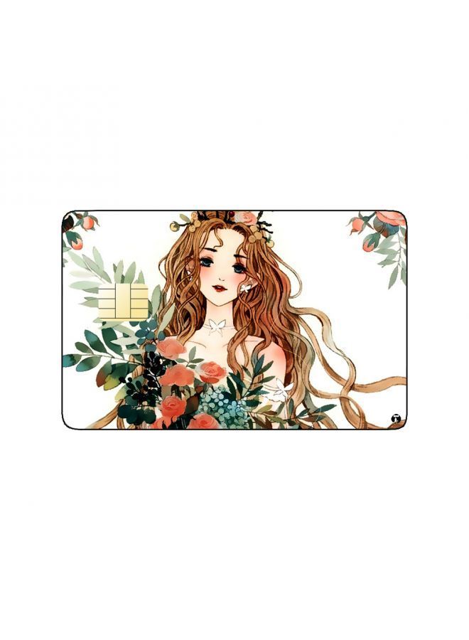 RKN PRINTED BANK CARD STICKER Beautiful Girl Drawing With Flowers - Image 2