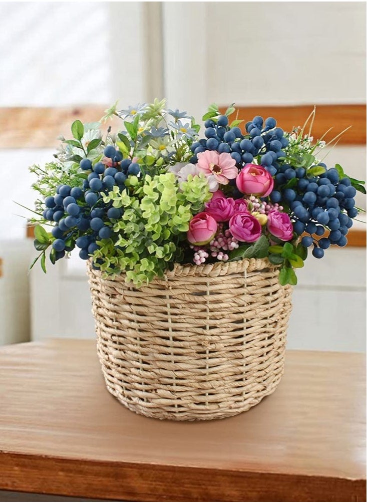 KASTWAVE Artificial Blueberry, Artificial Blueberry Stems Lifelike Fruits Simulation Flowers Fake Blueberries for Wedding DIY Bridal Bouquet Home Kitchen Party Decoration(4Pcs, Blue)  - Image 2