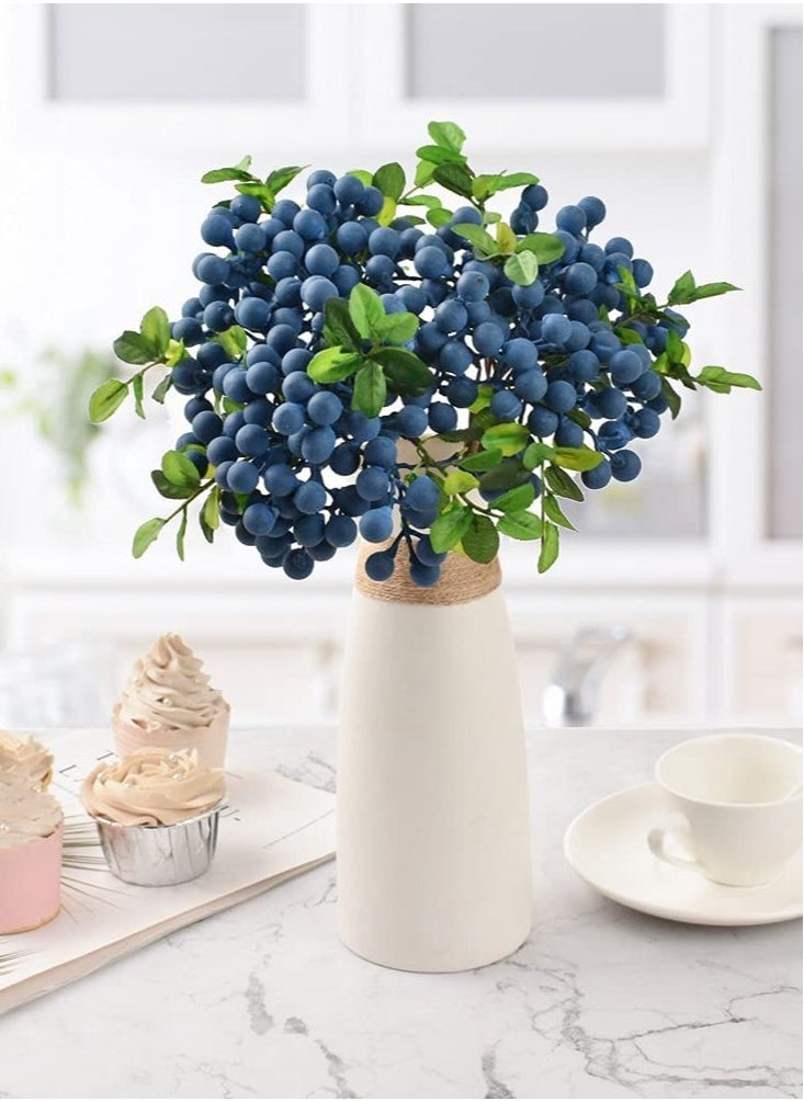 KASTWAVE Artificial Blueberry, Artificial Blueberry Stems Lifelike Fruits Simulation Flowers Fake Blueberries for Wedding DIY Bridal Bouquet Home Kitchen Party Decoration(4Pcs, Blue)  - Image 3