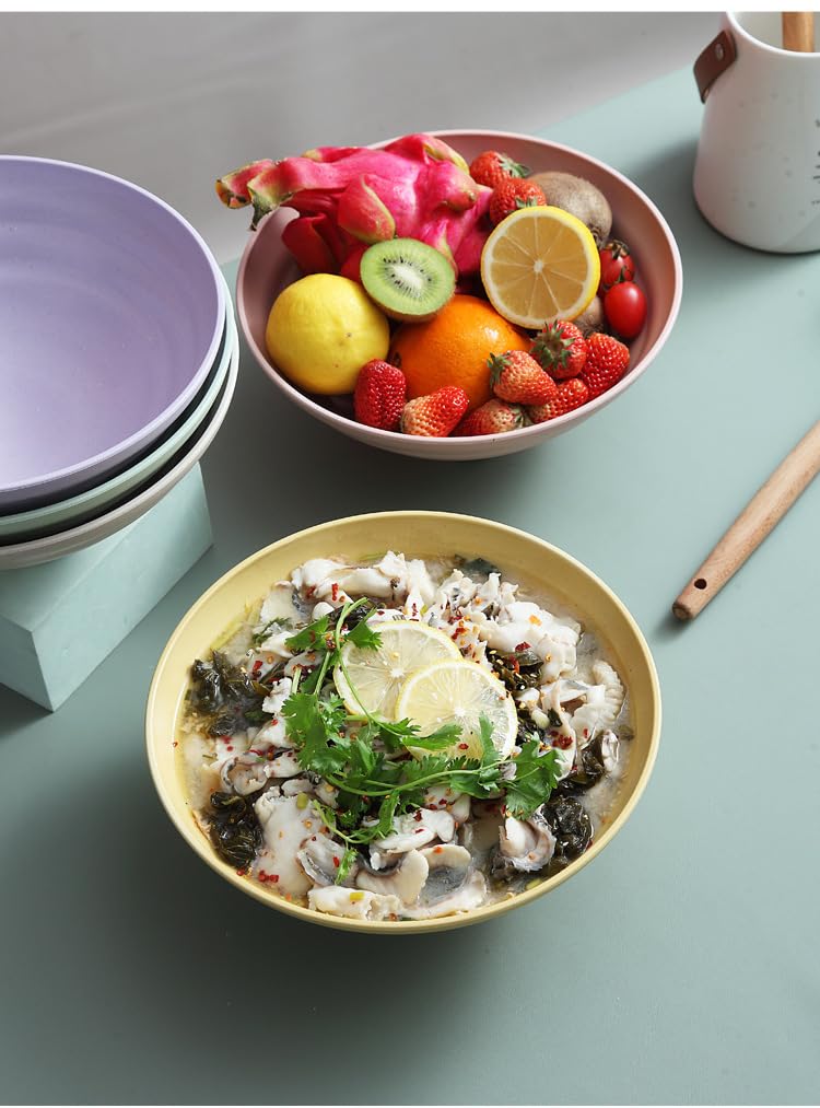 Clovis Bowls for Kitchen Wheat Straw Bowl Unbreakable Lightweight Bowls Set Microwave and Dishwasher Safe Reusable Bouwl for Serving SoupRamenSalad Beige 21 x 85 CM Pack of 2 - Image 4
