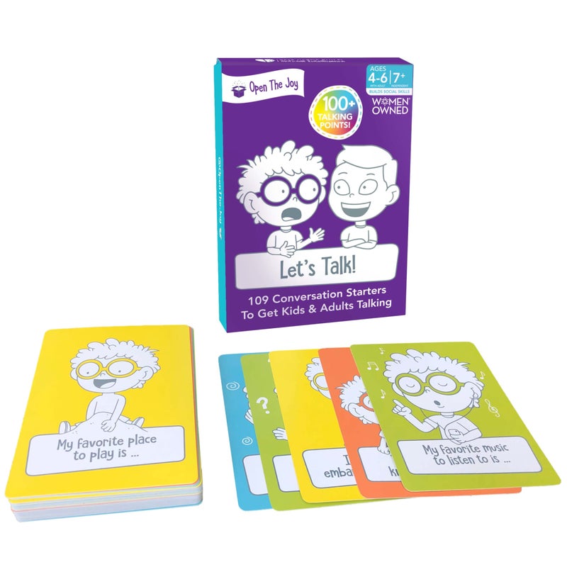 Open The Joy Lets Talk Conversation Starter Cards for Kids 100 Prompts Questions to Build Emotional Intelligence Communication and Social Skills Fun Family Classroom Game Ages 4 - Image 2