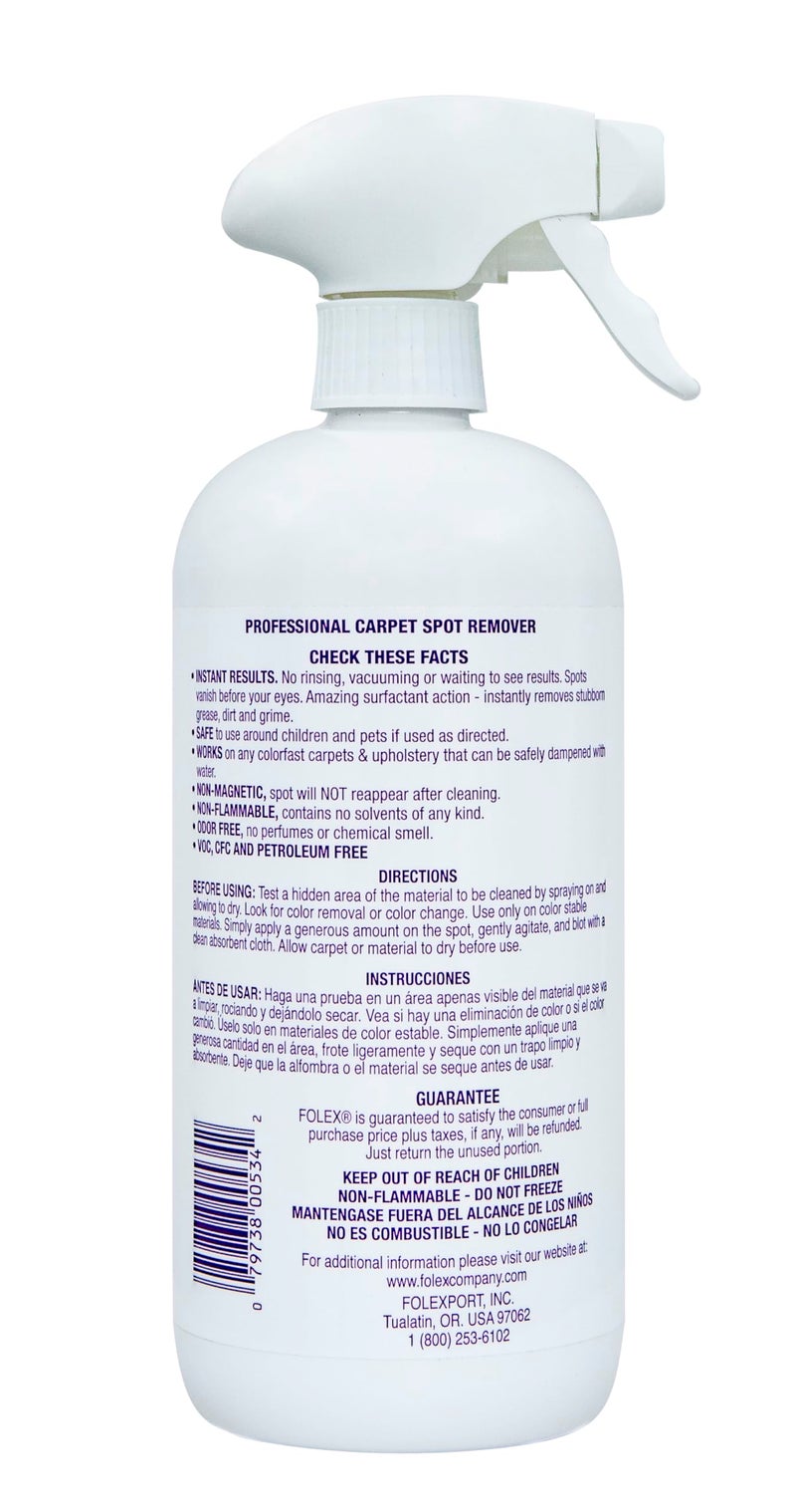 FOLEX Professional Carpet Cleaner Spray 34 oz, Spot Cleaner for Carpet and Upholstery, Pet Spot Remover - Image 2