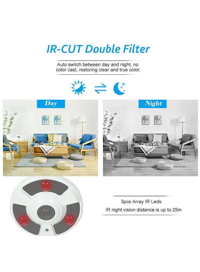 5MP( 1080P / 1440P / 1520P ) AHD CVI TVI CVBS IR CCTV Camera 1.7mm Fisheye 180° Panoramic VR Cam Support IR-CUT Night Vision 3pcs Array IR Leds Home Security Surveillance NTSC System