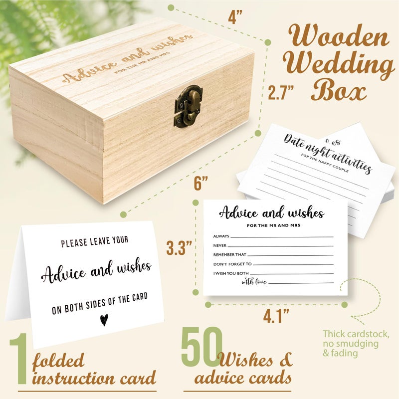 STOFINITY Advice And Wishes For The Mr And Mrs - Wedding Advice Cards For Bridal Shower Decorations, Hilarious Bridal Shower Games, Advice For The Groom And Bride Box, Wedding Games For Reception - Image 2