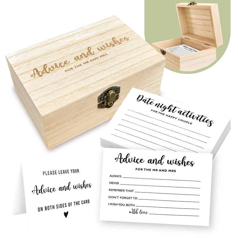 STOFINITY Advice And Wishes For The Mr And Mrs - Wedding Advice Cards For Bridal Shower Decorations, Hilarious Bridal Shower Games, Advice For The Groom And Bride Box, Wedding Games For Reception - Image 1
