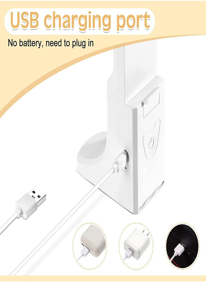 LED Double Head Desk Lamp, Portable Small Desk Lamp with Large Lighting Range, USB Eye-Care Small Desk Lamp, with 3 Lighting Modes, for Kids Reading, Studying, Home, Office, Dormitory (White)