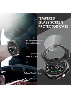 O Ozone Pack of 2 Compatible with Samsung Galaxy Watch Ultra Case 47mm, Hard Bumper Case with Built-in Tempered Glass HD Full Protective Cover for Galaxy Watch 7 Ultra Accessories for Men Women - Black  - Image 3