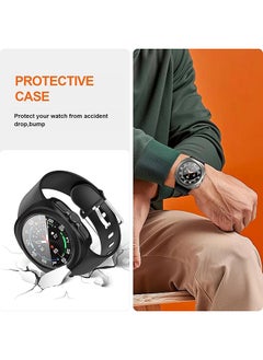 O Ozone Pack of 2 Compatible with Samsung Galaxy Watch Ultra Case 47mm, Hard Bumper Case with Built-in Tempered Glass HD Full Protective Cover for Galaxy Watch 7 Ultra Accessories for Men Women - Black  - Image 4