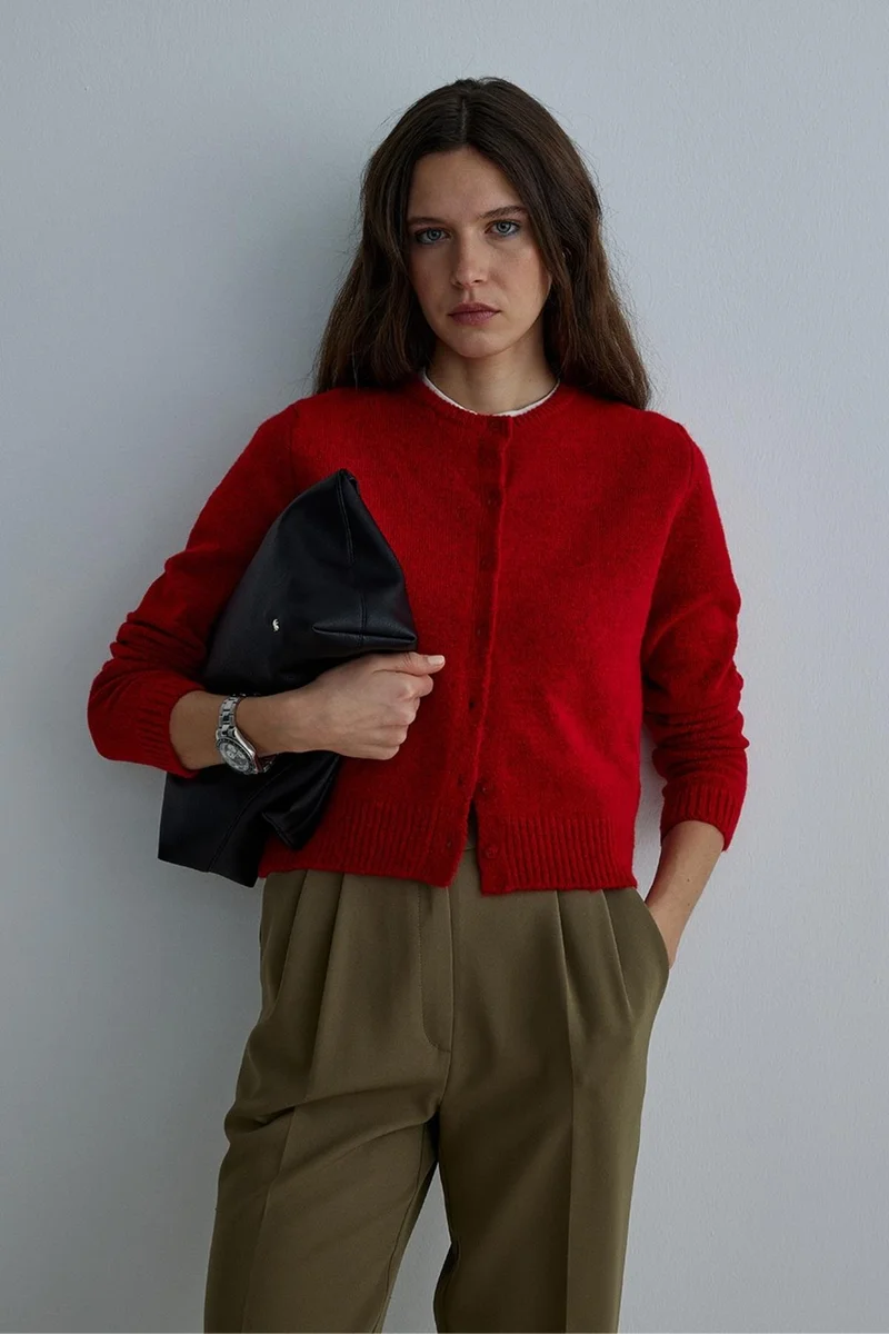 سود كوليكشن Saud Collection Khaki Daily Straight Fabric Trousers