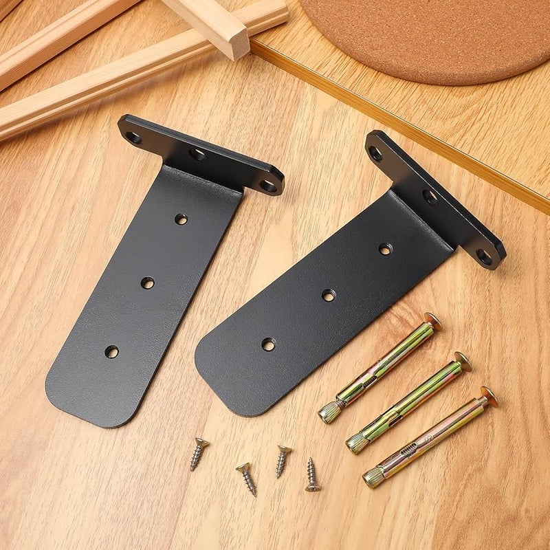Heavy Duty Floating Shelf Brackets Black Metal Corner Braces 4 Pcs - Image 5