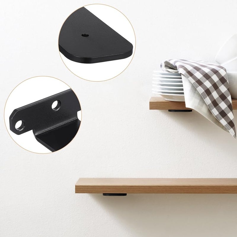 Heavy Duty Floating Shelf Brackets Black Metal Corner Braces 4 Pcs - Image 3