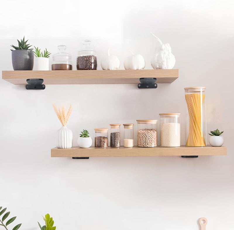 Heavy Duty Floating Shelf Brackets Black Metal Corner Braces 4 Pcs - Image 4