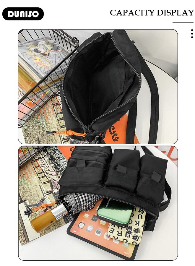 DUNISO Crossbody Bag, Compact Messenger Shoulder Bagfor Men and Women, Waterproof Sling Bag, Multipurpose Cross Body Chest Bag Shoulder Bag with Waist Belt Daypack for Travel Hiking Retro Purse Bag - Image 4