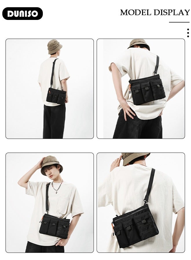 DUNISO Crossbody Bag, Compact Messenger Shoulder Bagfor Men and Women, Waterproof Sling Bag, Multipurpose Cross Body Chest Bag Shoulder Bag with Waist Belt Daypack for Travel Hiking Retro Purse Bag - Image 5