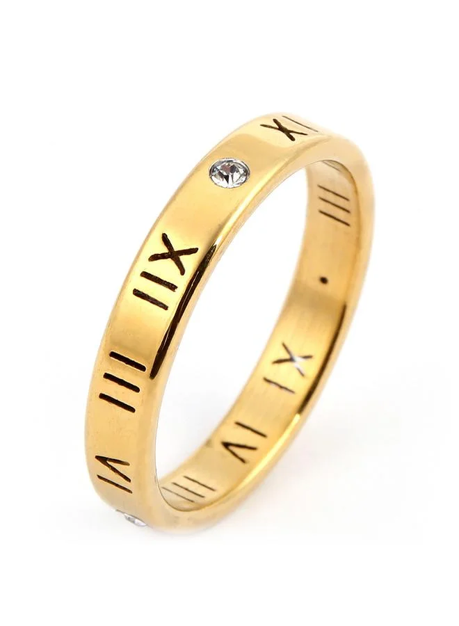 Take Two  Gold Roman Numeral Ring with Diamond Accent for Women | Best Price UAE