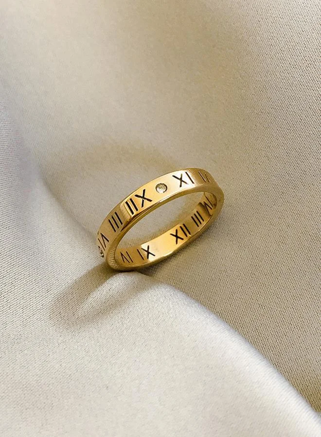 Take Two  Gold Roman Numeral Ring with Diamond Accent for Women | Best Price UAE