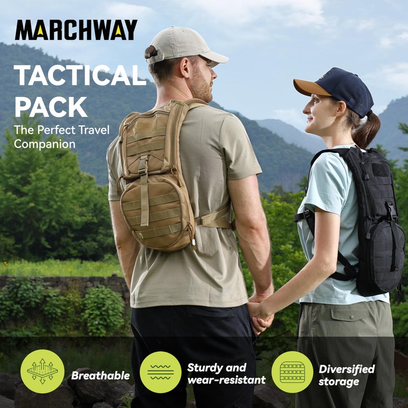 MARCHWAY Tactical Molle Hydration Pack Backpack with 3L TPU Water Bladder, Military Daypack for Cycling, Hiking, Running, Climbing, Hunting, Biking (Tan) - Image 2