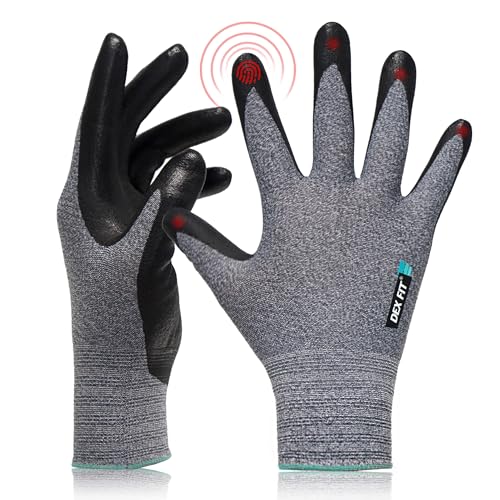 DEX FIT Prime Nitrile Work Gloves FN331, 3D-Comfort Fit, Non-Slip Grip, Durable, Thin, Lightweight & Cool, Touchscreen Compatible, Black (S) 3 Pairs - Image 1