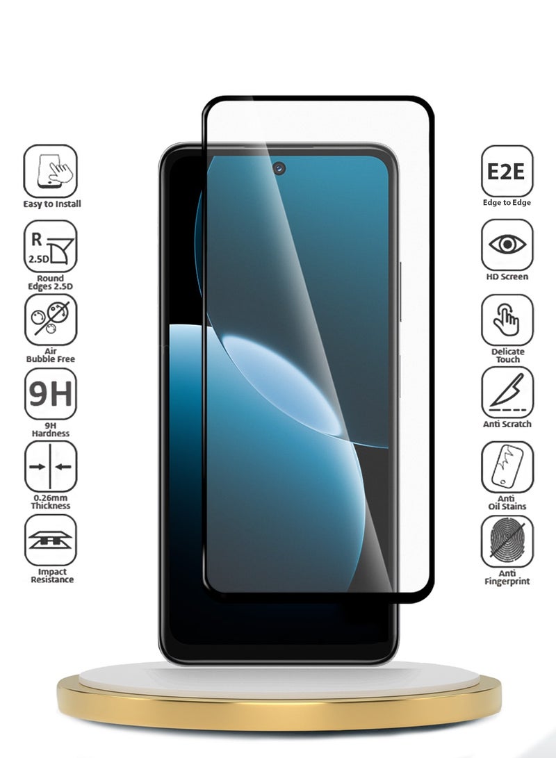Wtech Huawei Nova Y73 4G 2025 Premium E2E Series Full Glue Full Cover Tempered Glass Screen Protector (MSGECN) - Clear/Black - Image 2