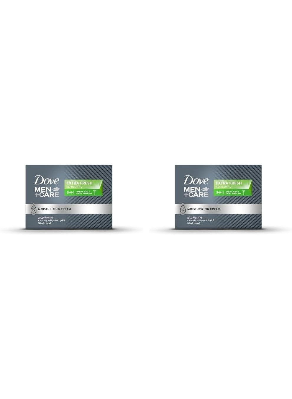 DOVE MEN+CARE Refreshing Cleansing Bar, Extra Fresh, 3in1, for Body, Face & Shaving, with ¼ Moisturizing Cream, 100g (Pack of 2)