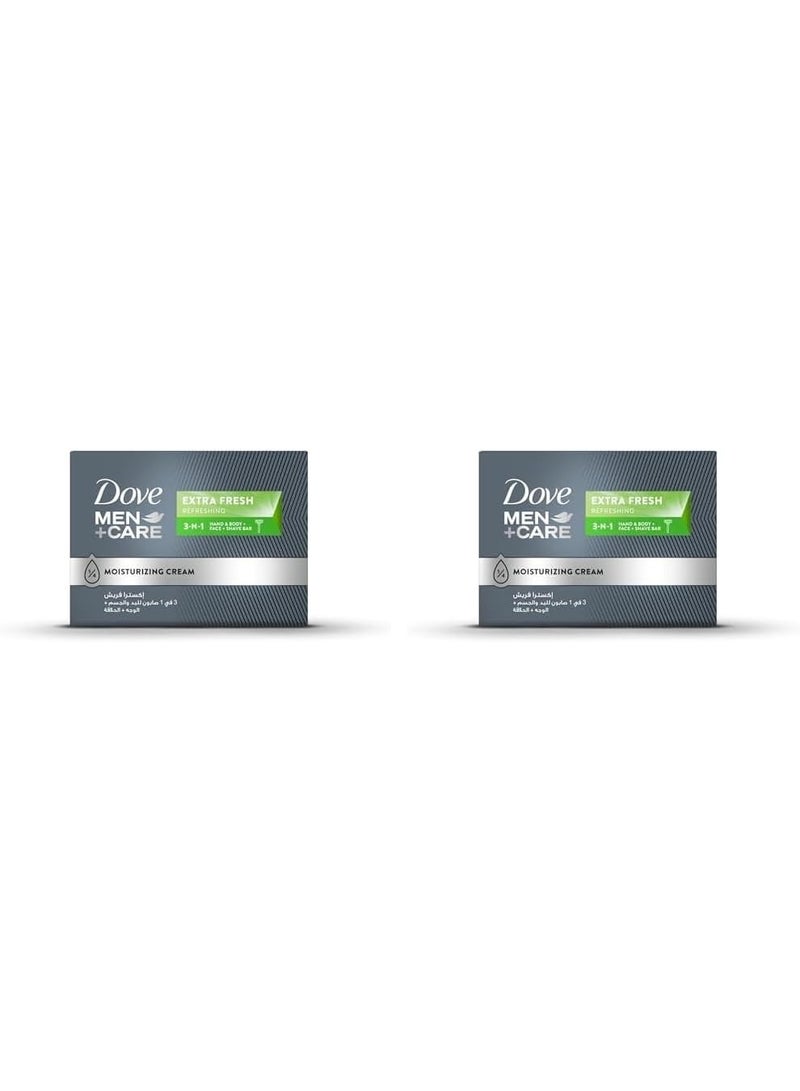 DOVE MEN+CARE Refreshing Cleansing Bar, Extra Fresh, 3in1, for Body, Face & Shaving, with ¼ Moisturizing Cream, 100g (Pack of 2) - Image 1