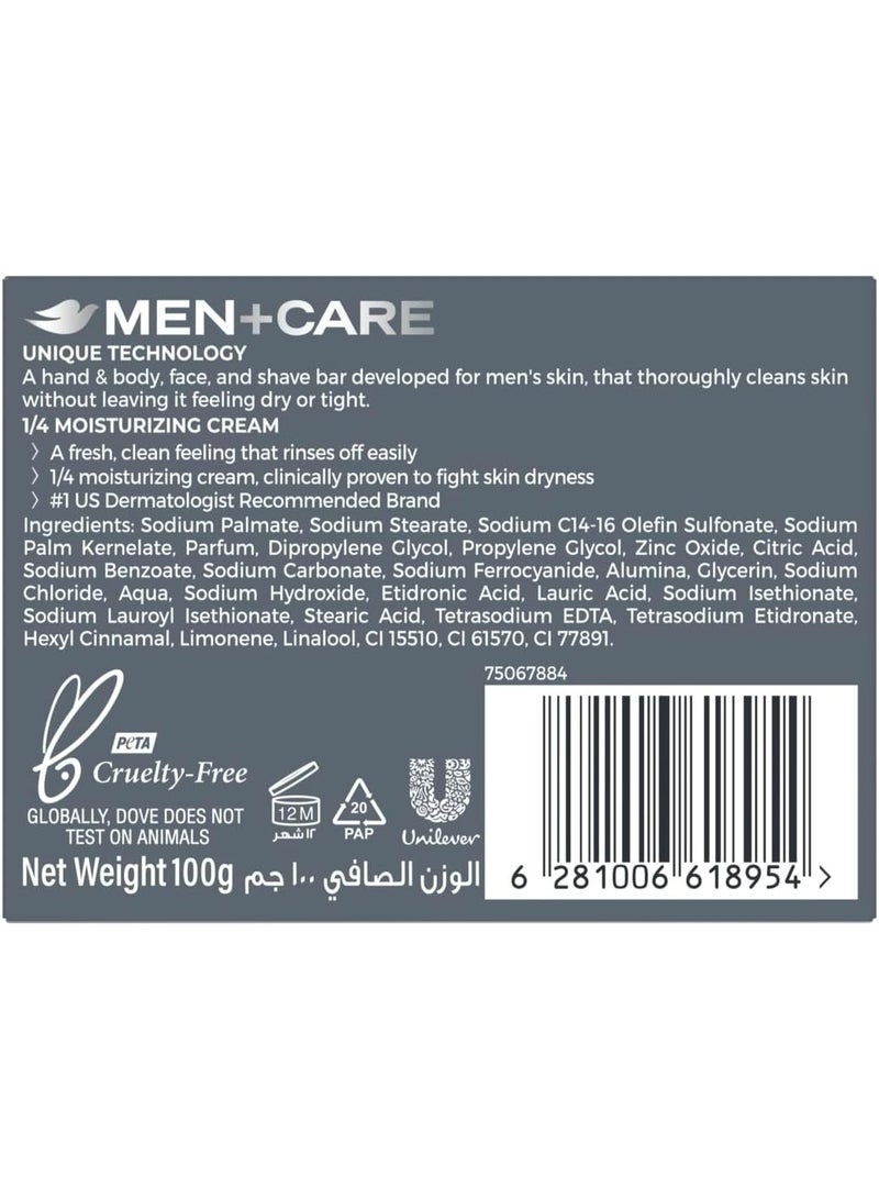 DOVE MEN+CARE Refreshing Cleansing Bar, Extra Fresh, 3in1, for Body, Face & Shaving, with ¼ Moisturizing Cream, 100g (Pack of 2) - Image 4