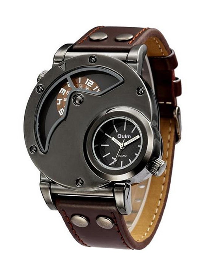 Oulm Men's Leather Analog Watch JCH71221688A_U00491 - Image 1