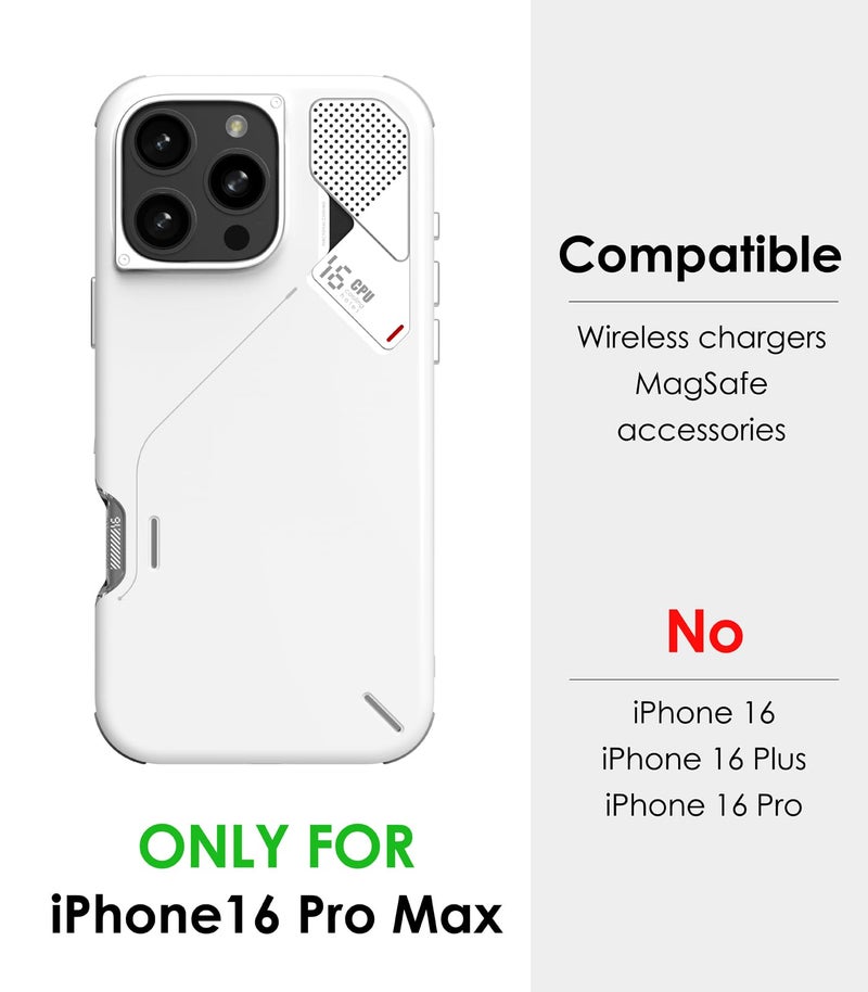 Aulumu A16 Shockproof Case for iPhone 16 Pro Max | Real Cooling | Aluminum Alloy Camera Frame | Multi-Layer Composite Protection - White - Image 2