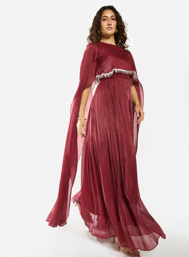 House of Moda Draped Overlay Gathered Maxi Dress