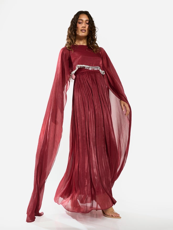House of Moda Draped Overlay Gathered Maxi Dress - Image 4