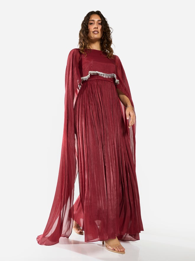 House of Moda Draped Overlay Gathered Maxi Dress - Image 3
