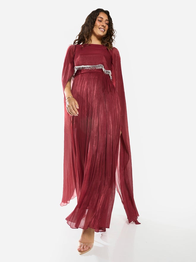 House of Moda Draped Overlay Gathered Maxi Dress - Image 1