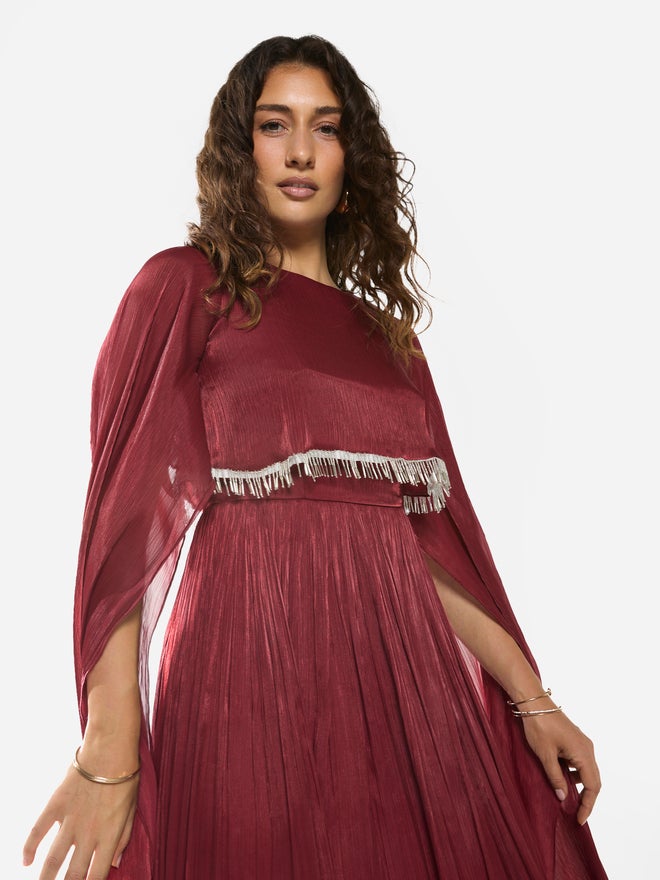House of Moda Draped Overlay Gathered Maxi Dress - Image 5