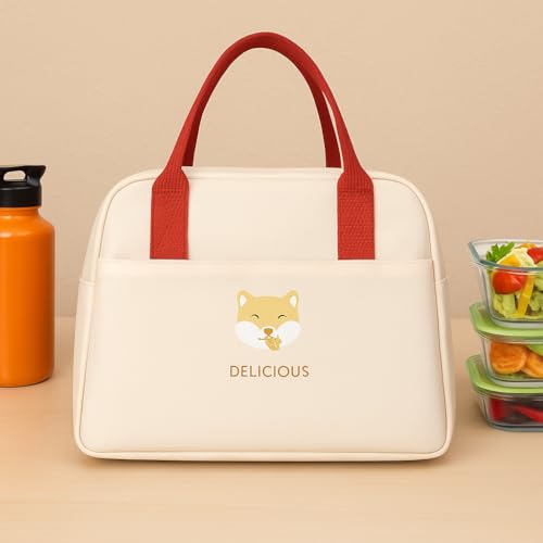 Nibbler® Insulated Lunch Bag for Office, School, Men, Women, Tiffin Pouch Bag, Hot & Cold Lunch Box Bags for Boys, and Girls (Cream) - Image 1