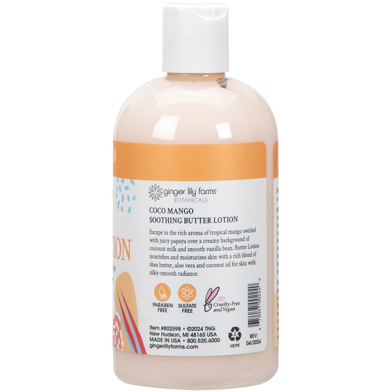 Ginger Lily Farms Botanicals Soothing Butter Lotion for Dry Skin, Coco Mango, 100% Vegan & Cruelty-Free, Coconut Mango Scent, 12 Fl Oz - Image 2