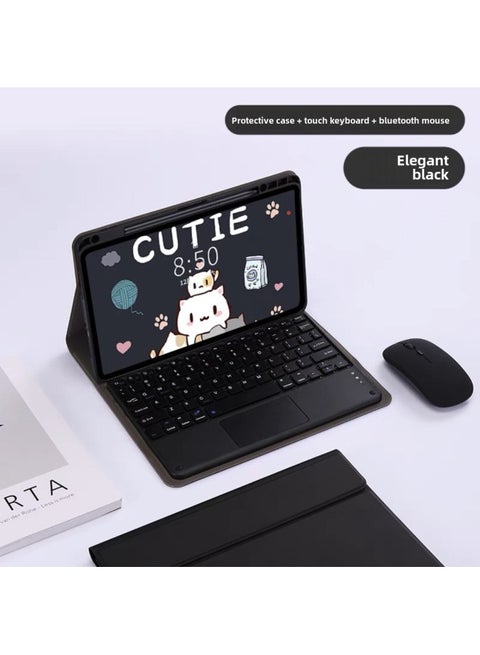 For Xiaomi Tablet 6Pro Bluetooth Keyboard Protective Cover POCO Upper Slot Huawei 11.5 Touch Backlight Keyboard Mouse-Color:[Touch] Athens Black + Keyboard + Black Dual-mode Mouse-Product Type:Huawei Matepad 11.5/Air11.5(2023)