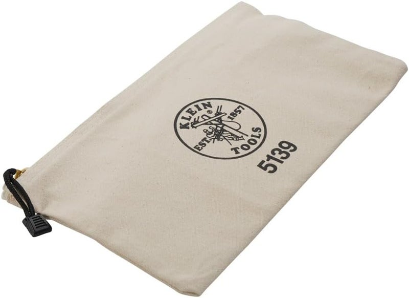 Klein Tools 5139 Canvas Zipper Bag - Durable Tool Pouch with Heavy Duty Brass Zipper, 12.5 x 7 x 0.7 Inches - Image 5