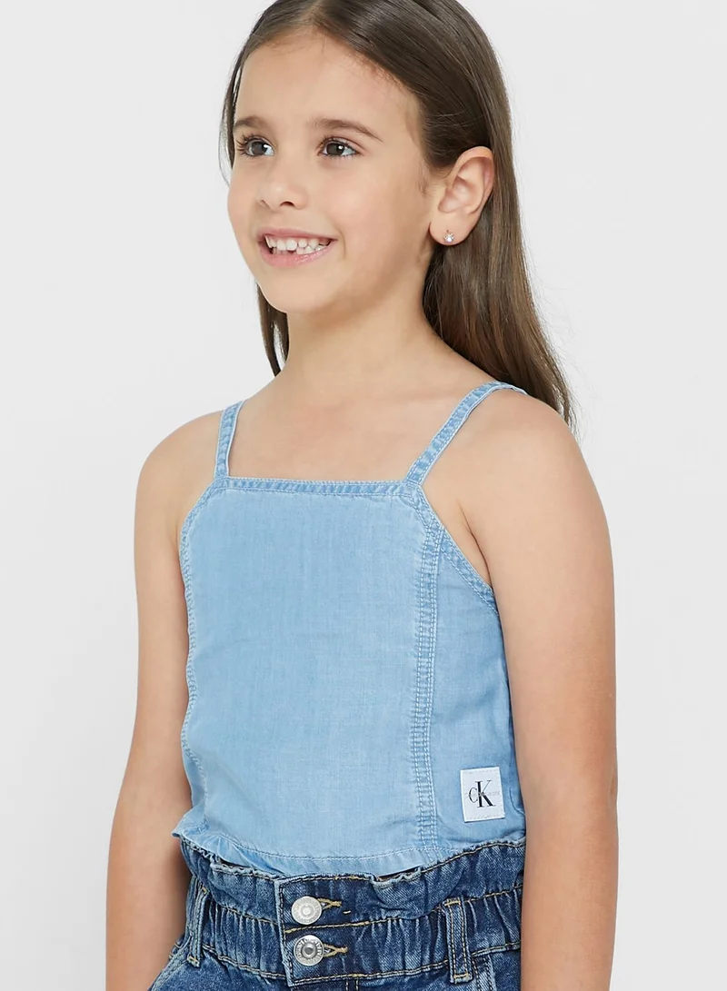Calvin Klein Jeans Kids Logo Strap Denim Top