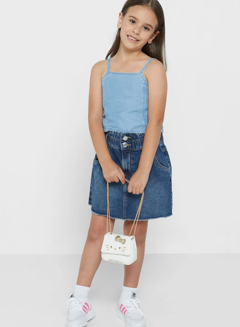 Calvin Klein Jeans Kids Logo Strap Denim Top