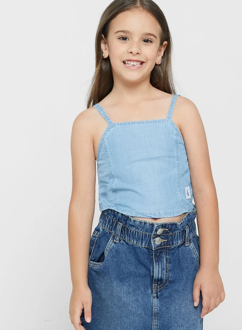 Calvin Klein Jeans Kids Logo Strap Denim Top